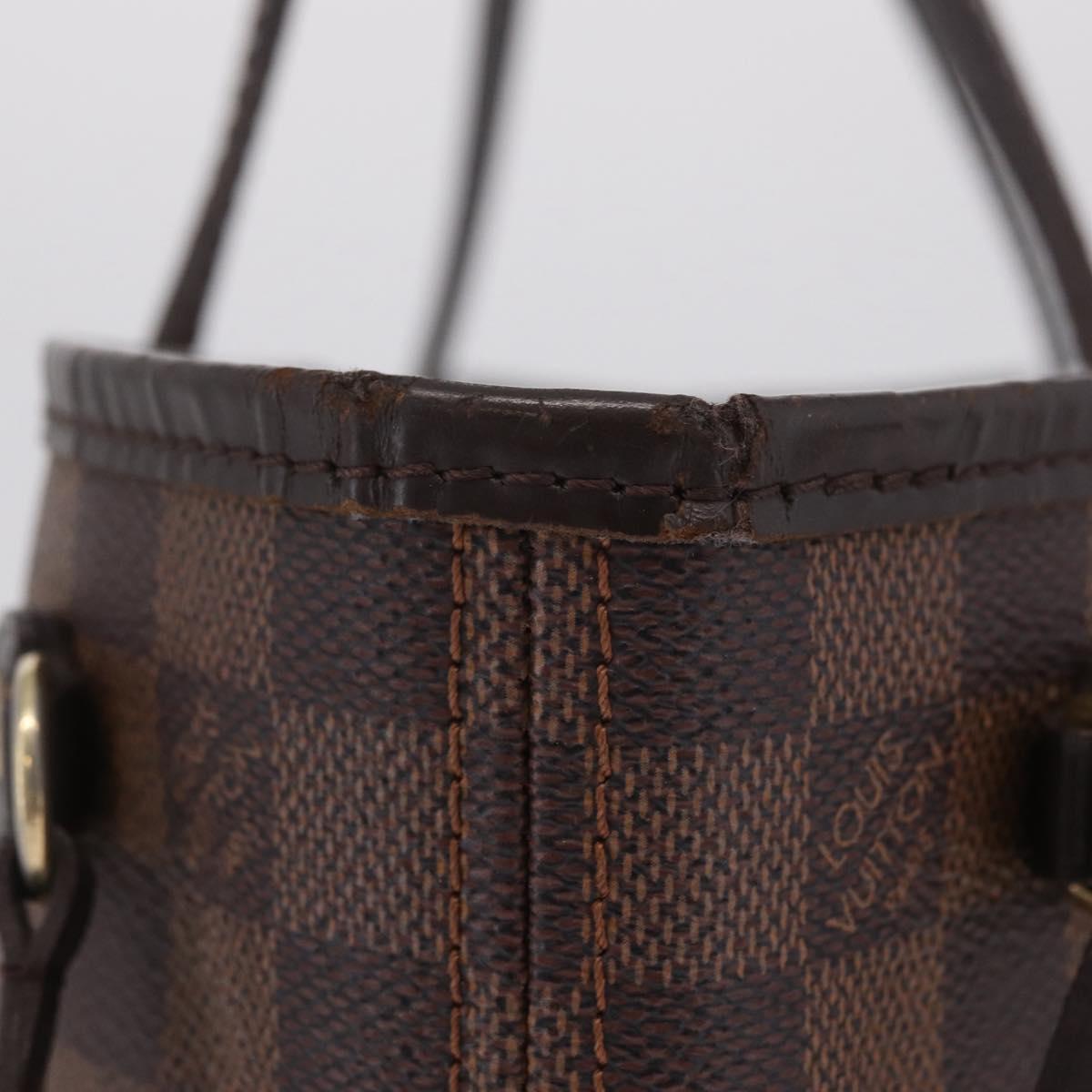 LOUIS VUITTON Damier Ebene Neverfull PM Tote Bag N51109 LV Auth 206336