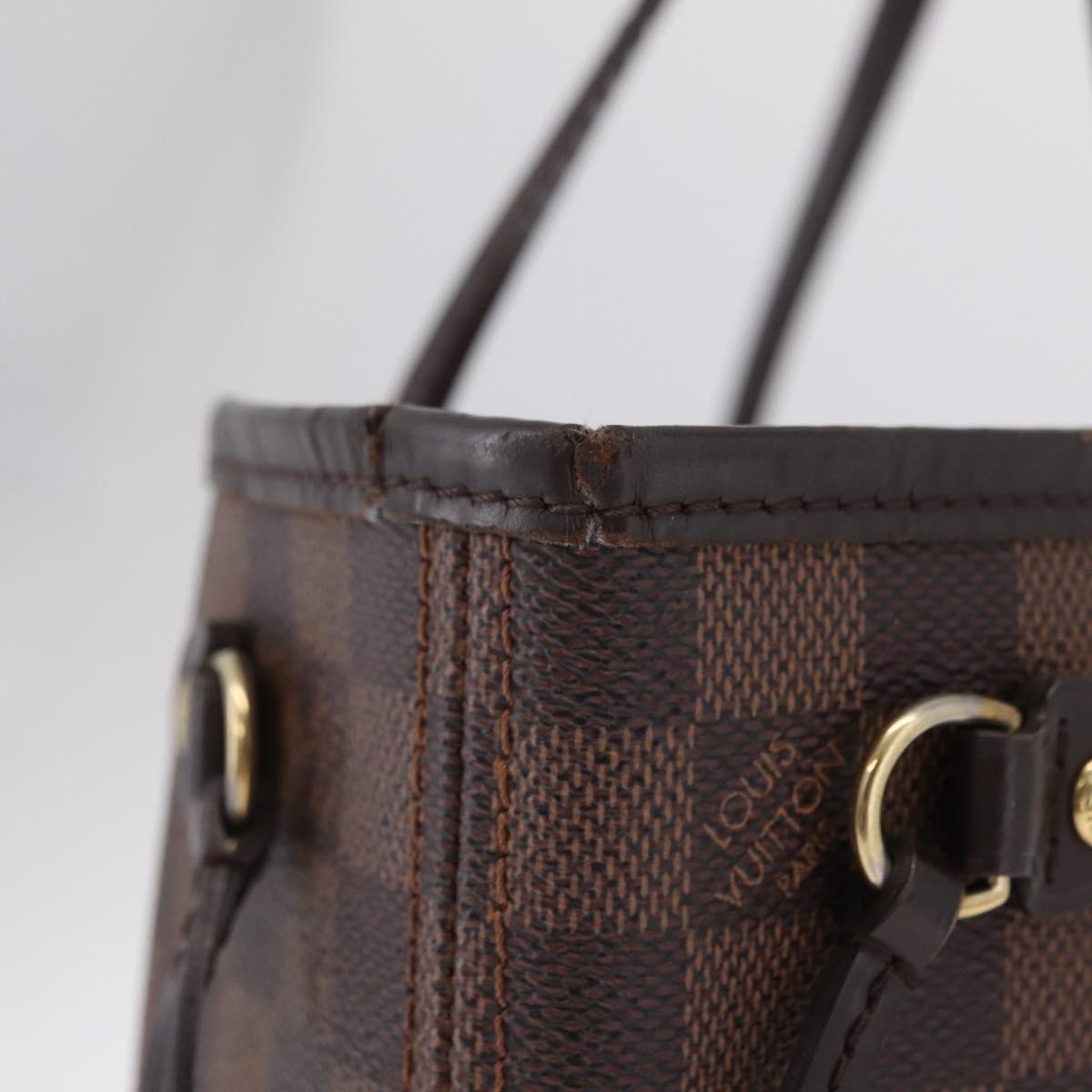 LOUIS VUITTON Damier Ebene Neverfull PM Tote Bag N51109 LV Auth 206336