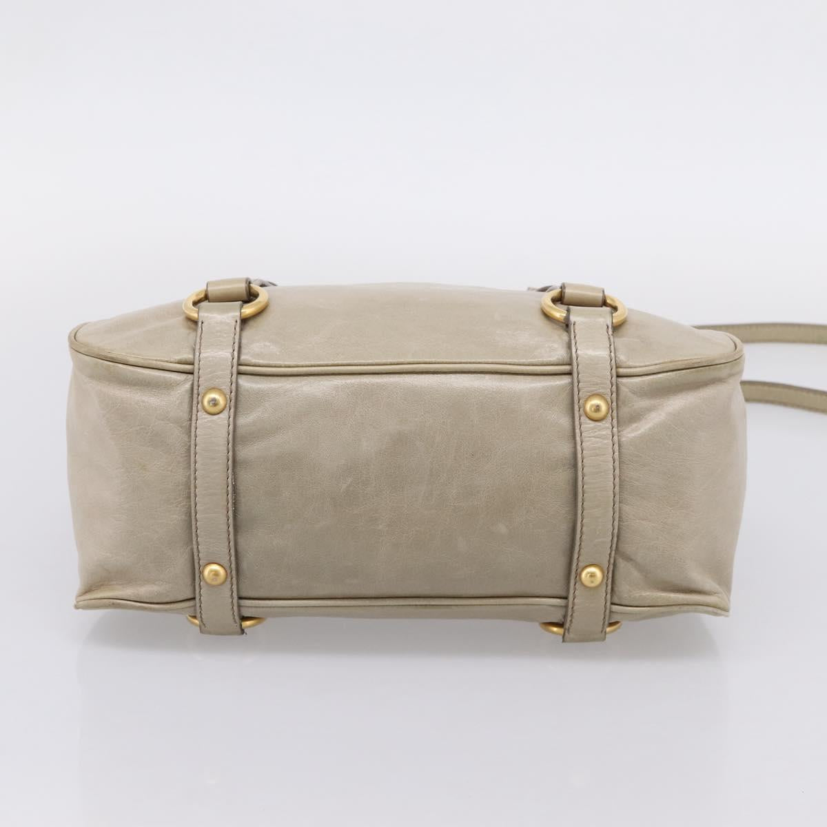 Miu Miu Hand Bag Vitellolux 2way Beige Gold Auth 206339A
