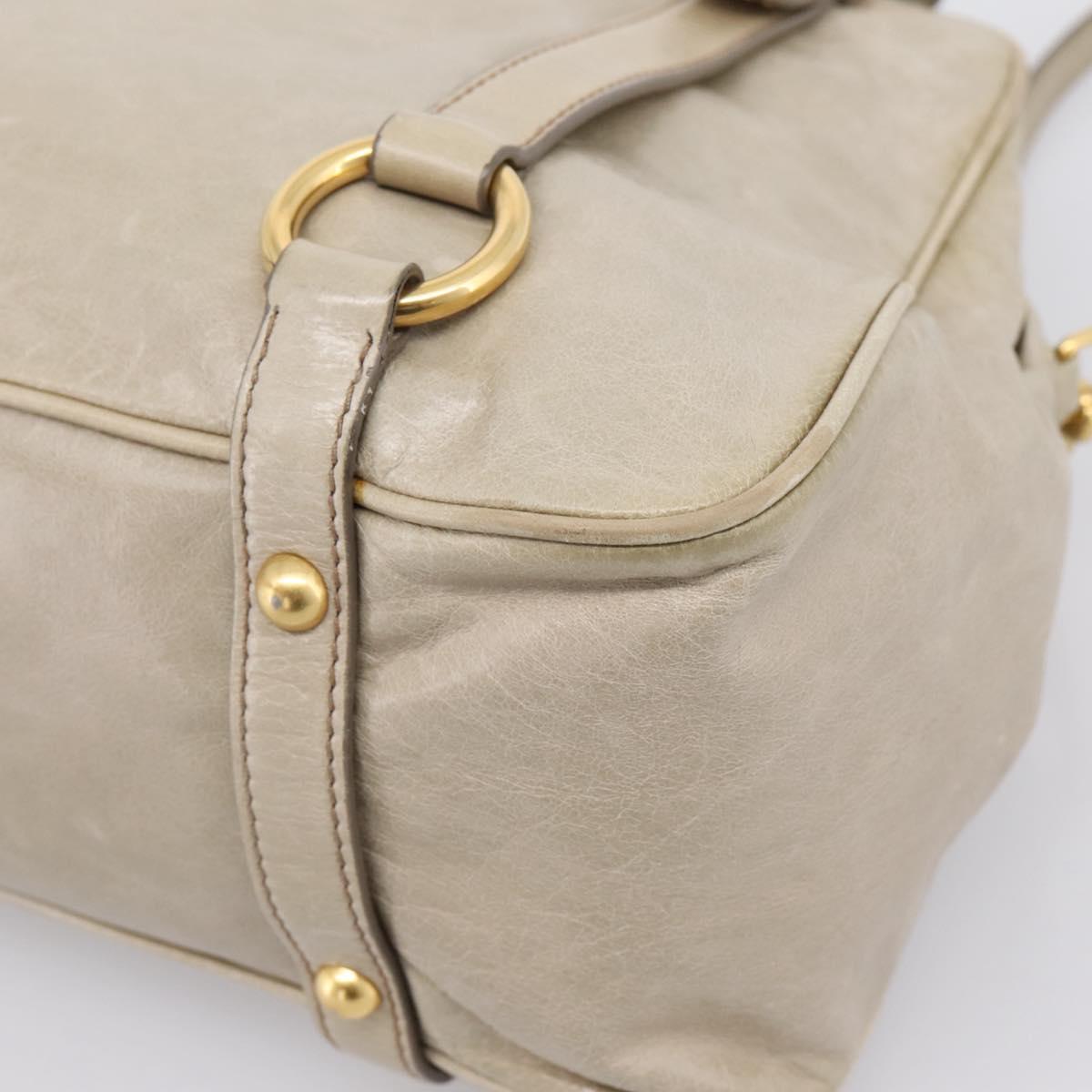 Miu Miu Hand Bag Vitellolux 2way Beige Gold Auth 206339A