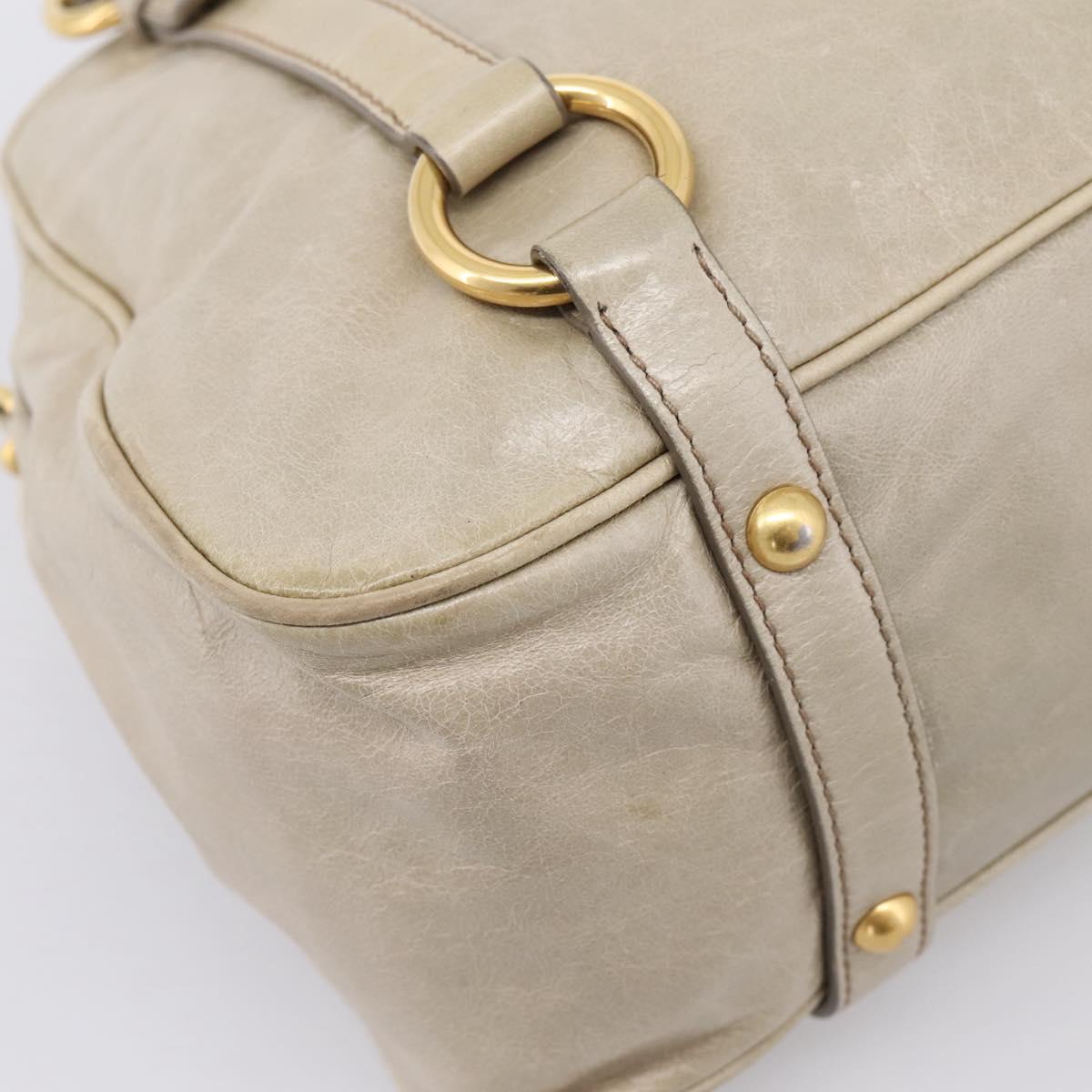 Miu Miu Hand Bag Vitellolux 2way Beige Gold Auth 206339A