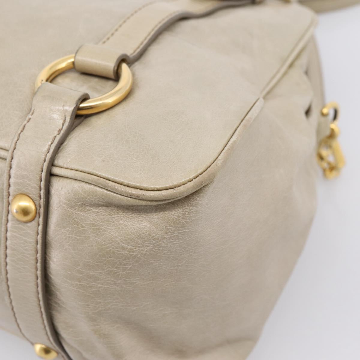 Miu Miu Hand Bag Vitellolux 2way Beige Gold Auth 206339A