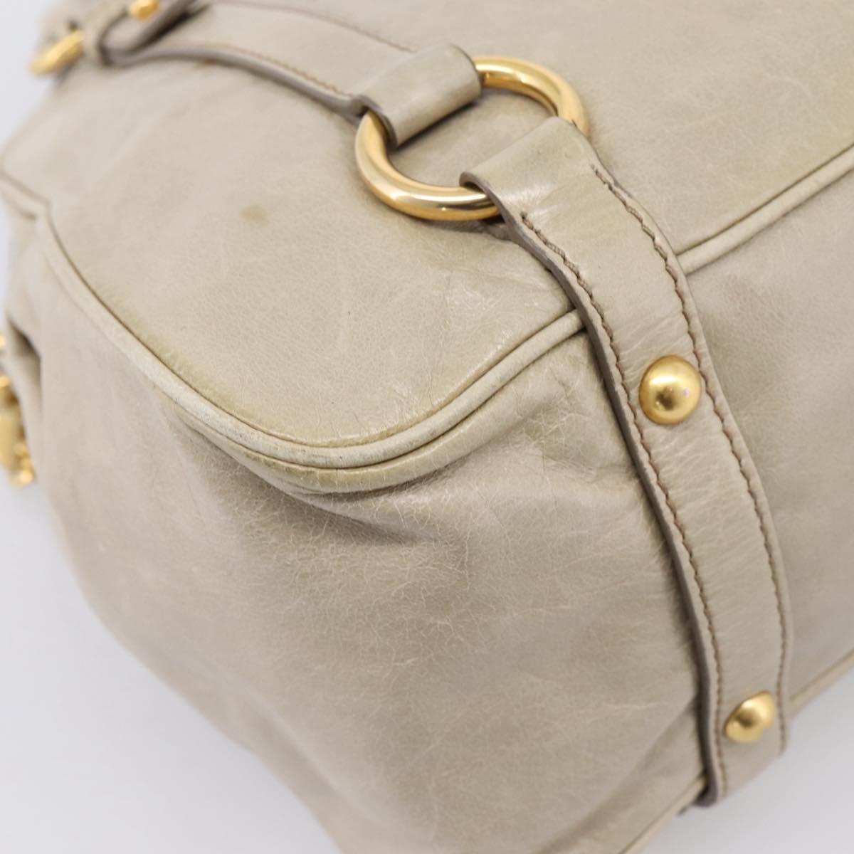 Miu Miu Hand Bag Vitellolux 2way Beige Gold Auth 206339A