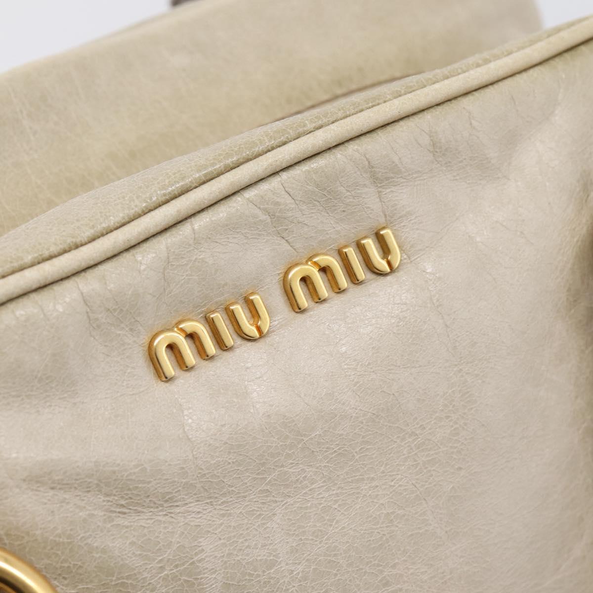 Miu Miu Hand Bag Vitellolux 2way Beige Gold Auth 206339A
