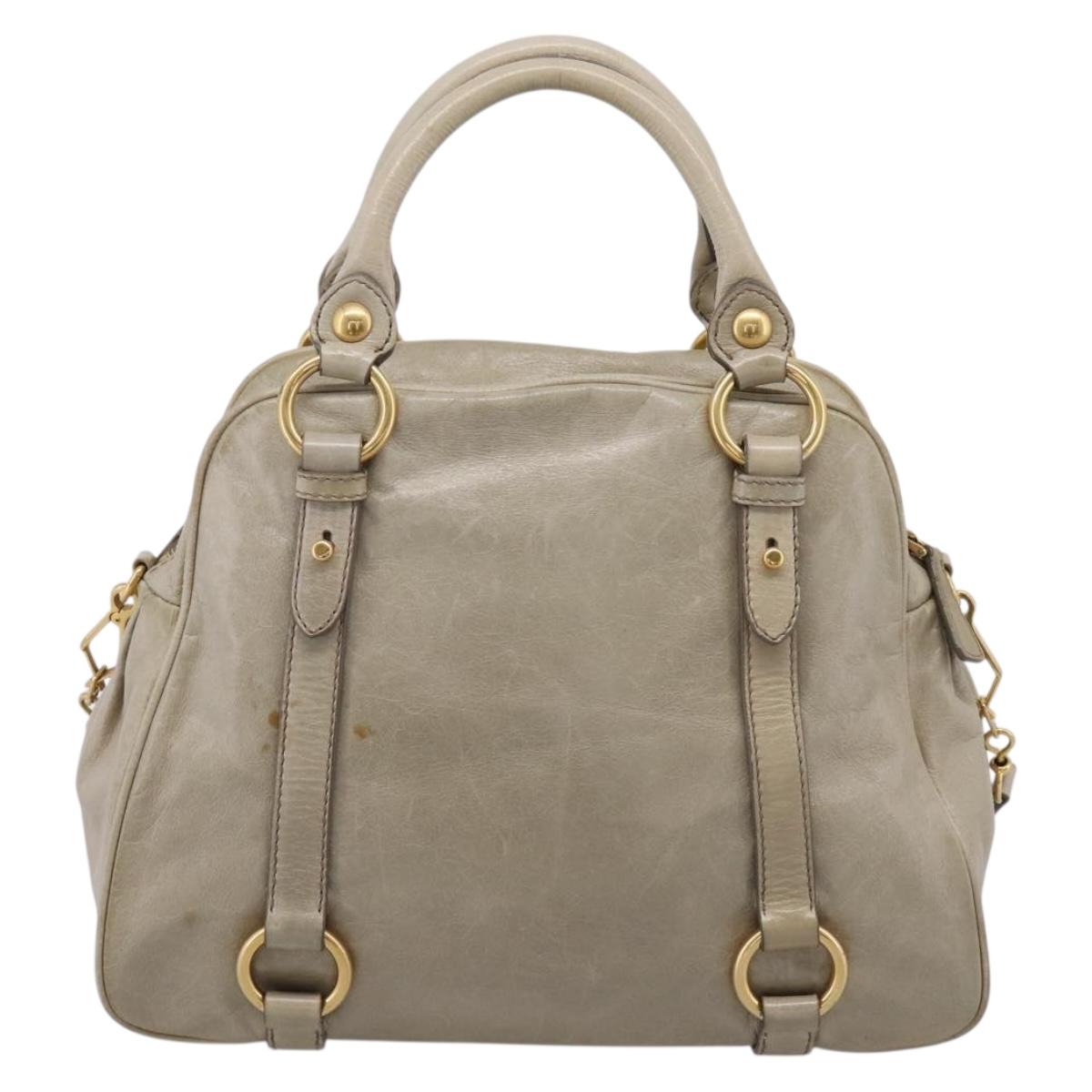 Miu Miu Hand Bag Vitellolux 2way Beige Gold Auth 206339A