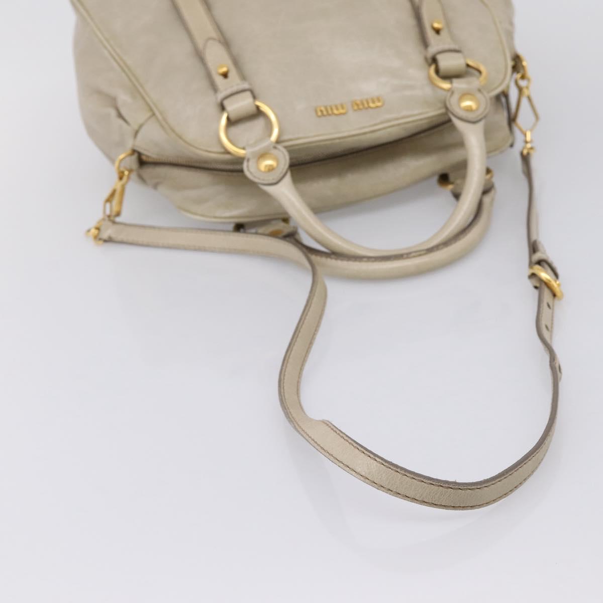 Miu Miu Hand Bag Vitellolux 2way Beige Gold Auth 206339A