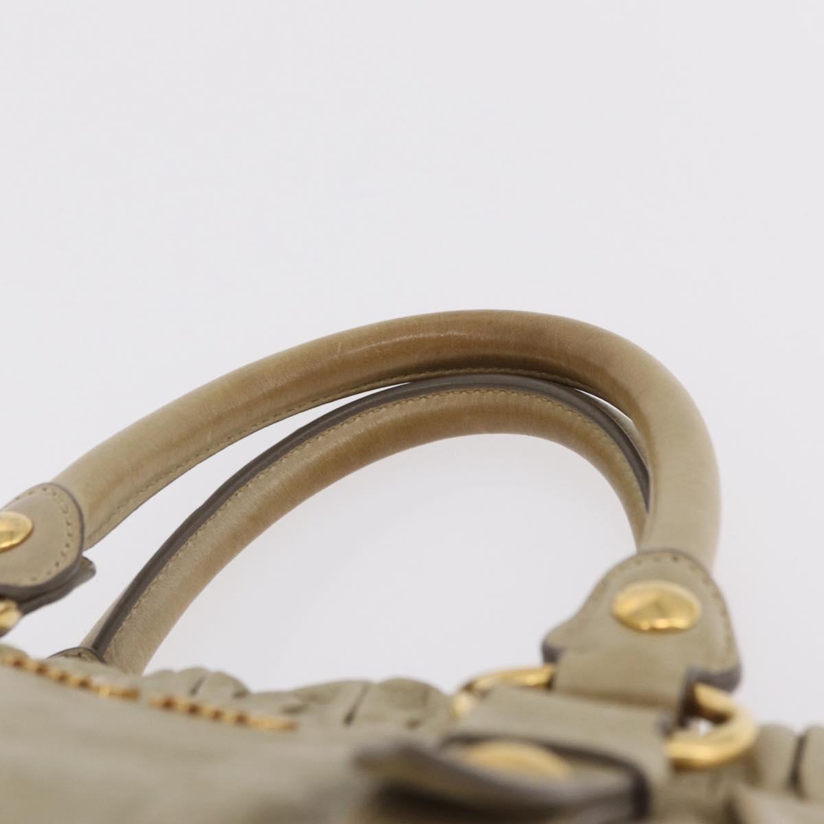 Miu Miu Hand Bag Leather Beige Gold Auth 206341A