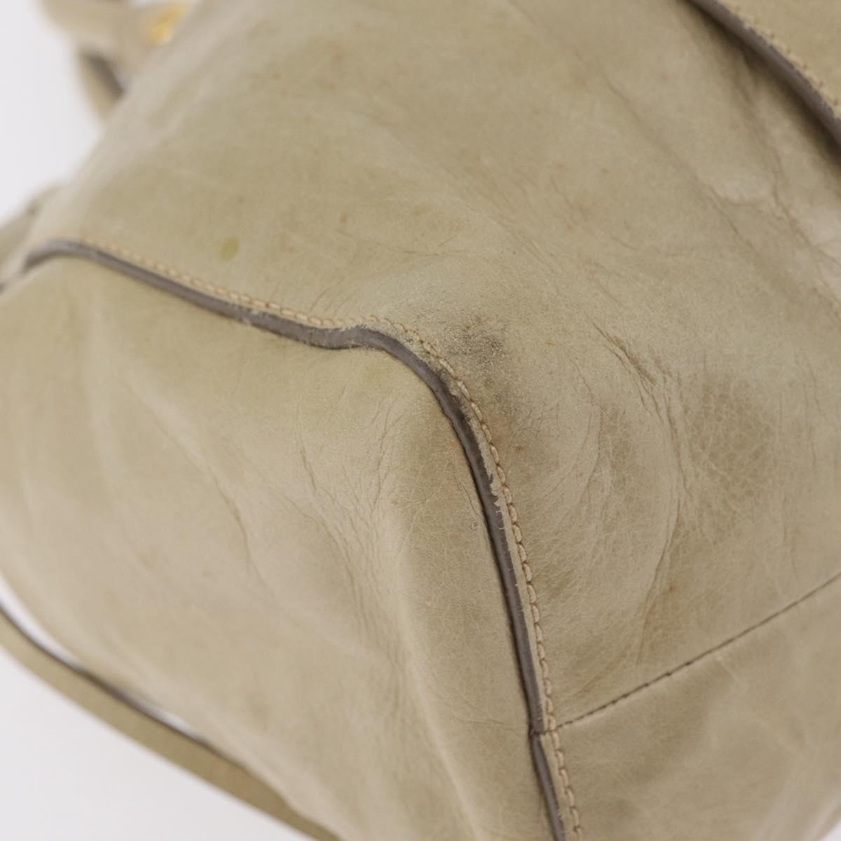 Miu Miu Hand Bag Leather Beige Gold Auth 206341A