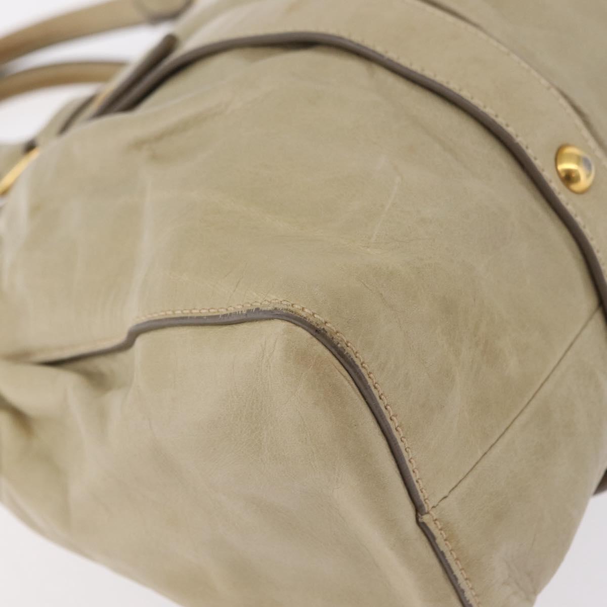 Miu Miu Hand Bag Leather Beige Gold Auth 206341A