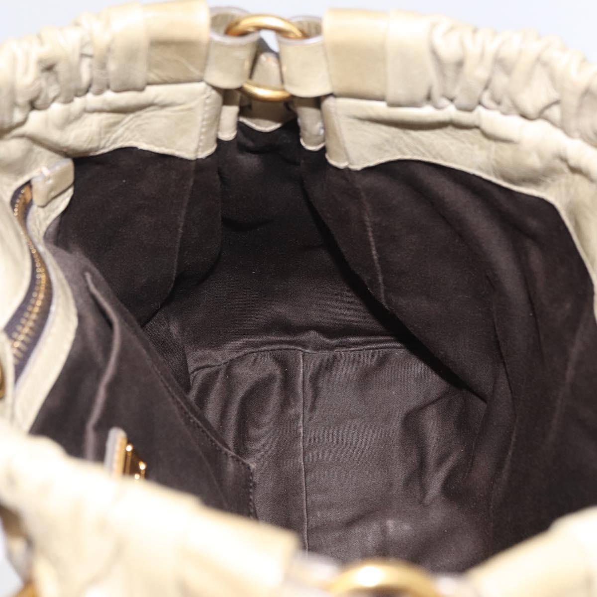 Miu Miu Hand Bag Leather Beige Gold Auth 206341A