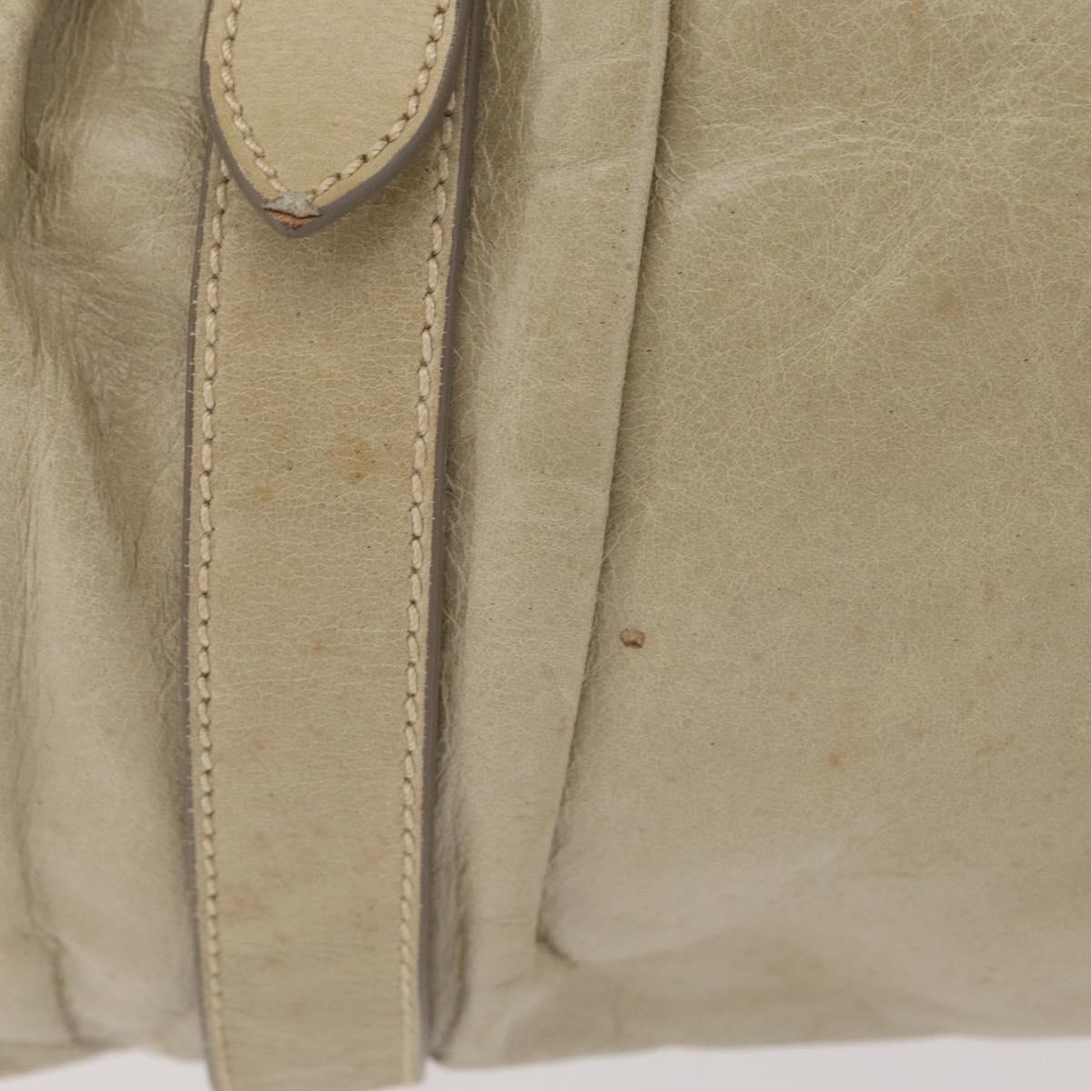 Miu Miu Hand Bag Leather Beige Gold Auth 206341A