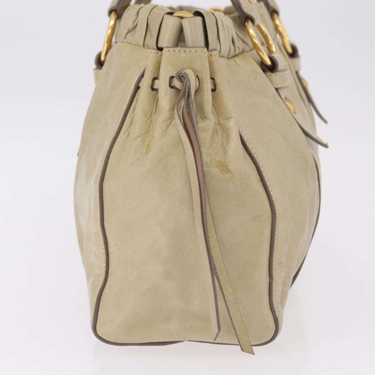 Miu Miu Hand Bag Leather Beige Gold Auth 206341A