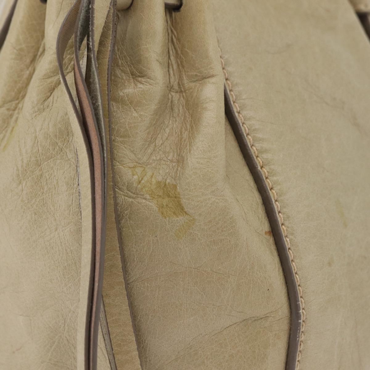 Miu Miu Hand Bag Leather Beige Gold Auth 206341A