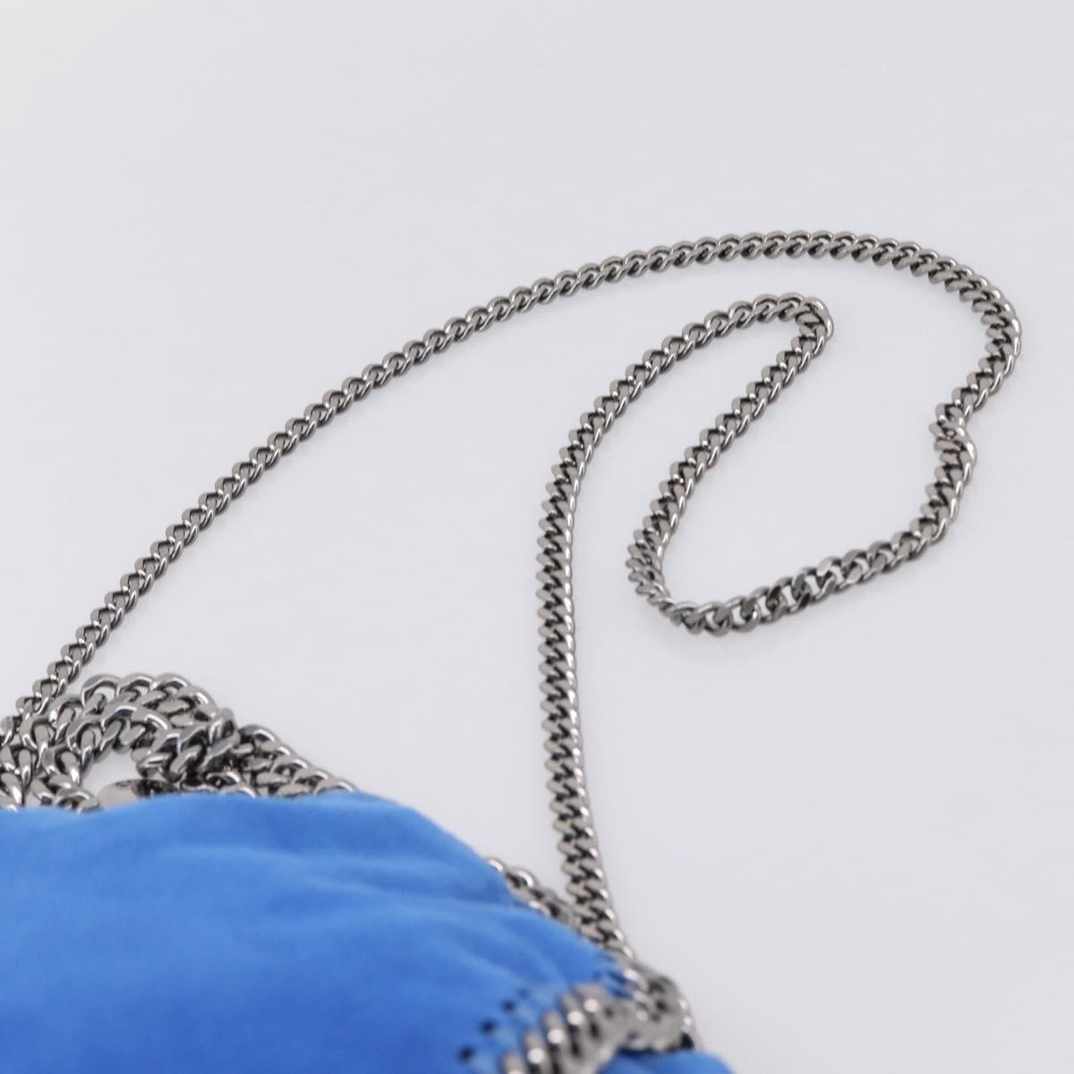 Stella MacCartney Chain Falabella Bag Suede Blue Silver 371223 Auth 206343A