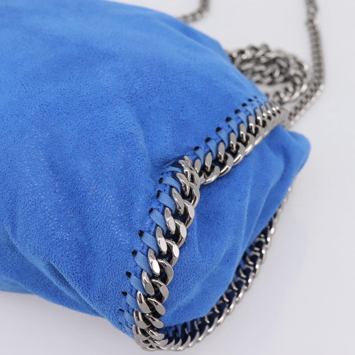 Stella MacCartney Chain Falabella Bag Suede Blue Silver 371223 Auth 206343A