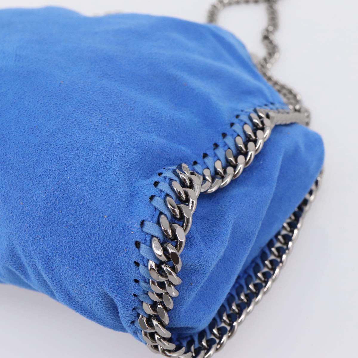 Stella MacCartney Chain Falabella Bag Suede Blue Silver 371223 Auth 206343A