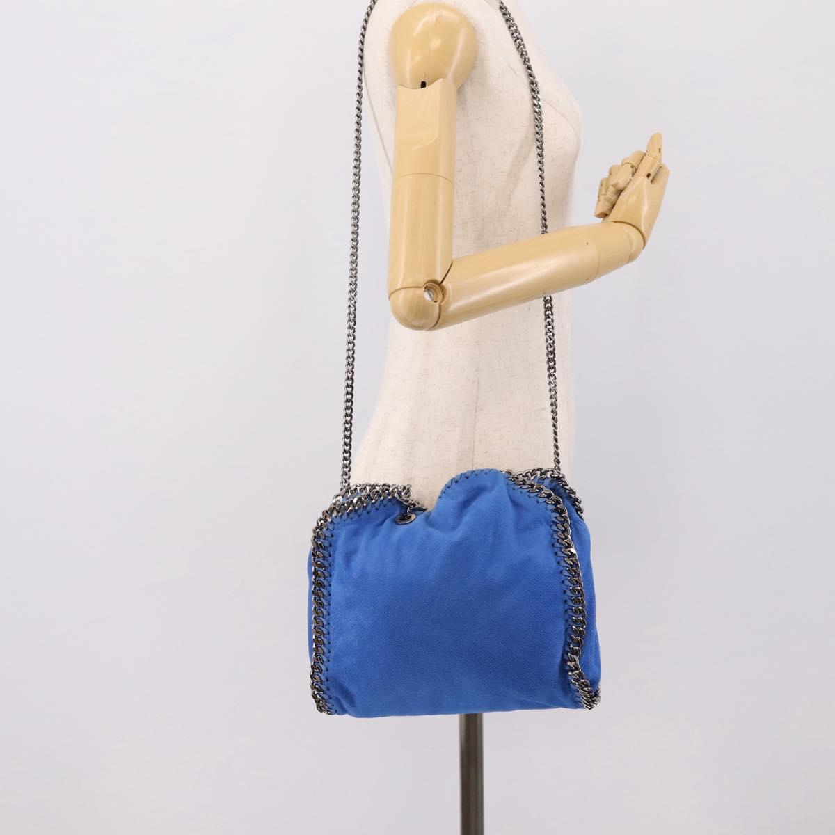Stella MacCartney Chain Falabella Bag Suede Blue Silver 371223 Auth 206343A