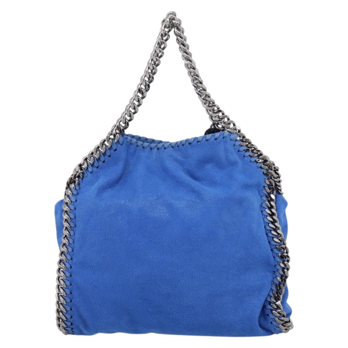 Stella MacCartney Chain Falabella Bag Suede Blue Silver 371223 Auth 206343A