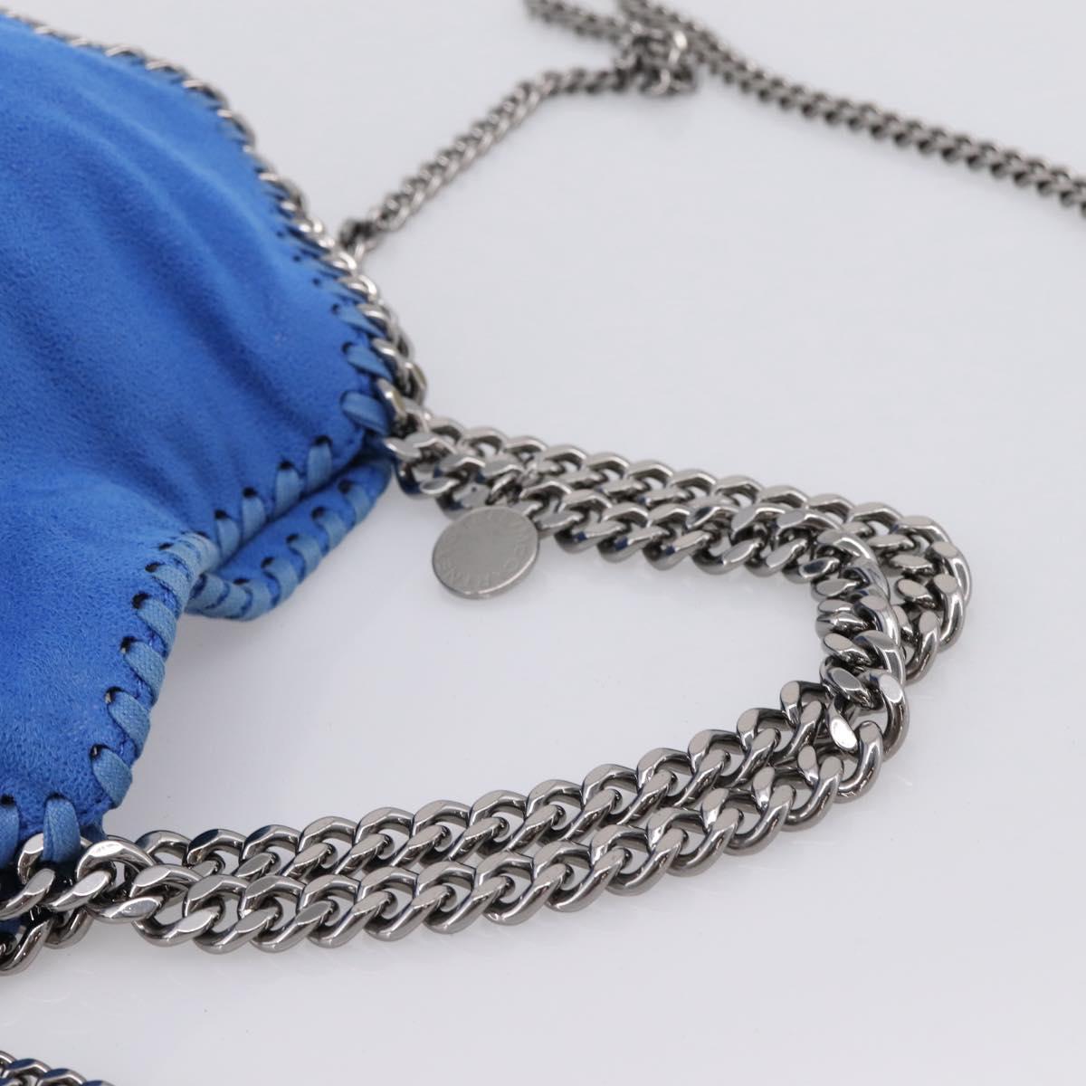 Stella MacCartney Chain Falabella Bag Suede Blue Silver 371223 Auth 206343A