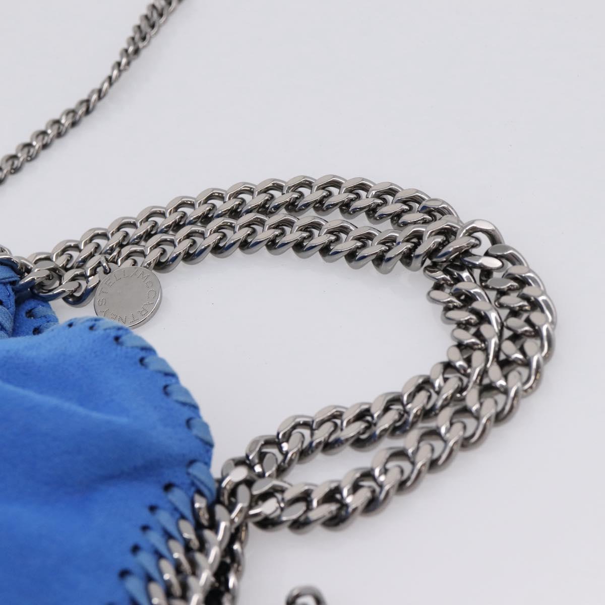 Stella MacCartney Chain Falabella Bag Suede Blue Silver 371223 Auth 206343A