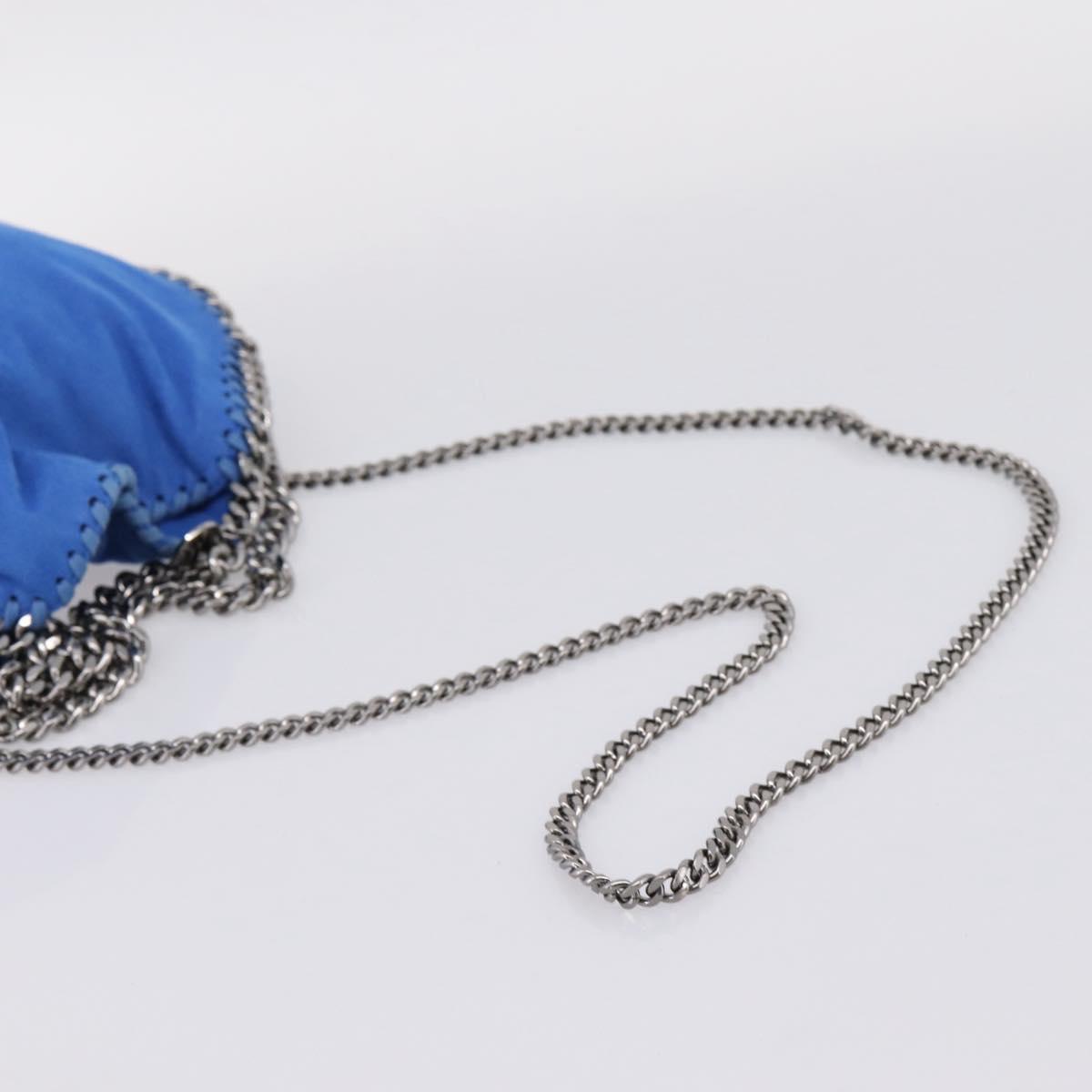 Stella MacCartney Chain Falabella Bag Suede Blue Silver 371223 Auth 206343A