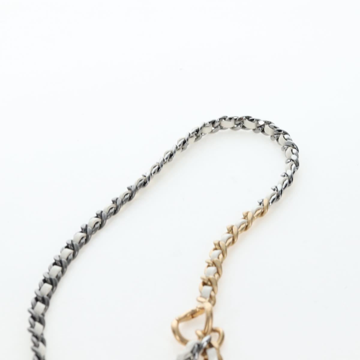 CHANEL Matelasse Chain Shoulder Pouch Lamb Skin Gold White CC Auth 206352SAM