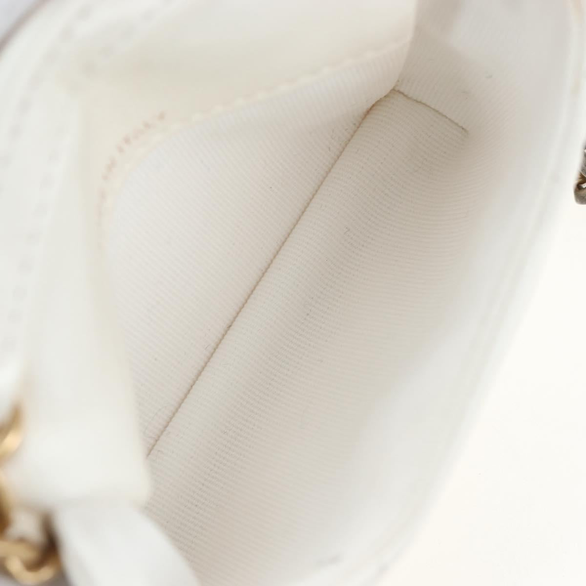 CHANEL Matelasse Chain Shoulder Pouch Lamb Skin Gold White CC Auth 206352SAM
