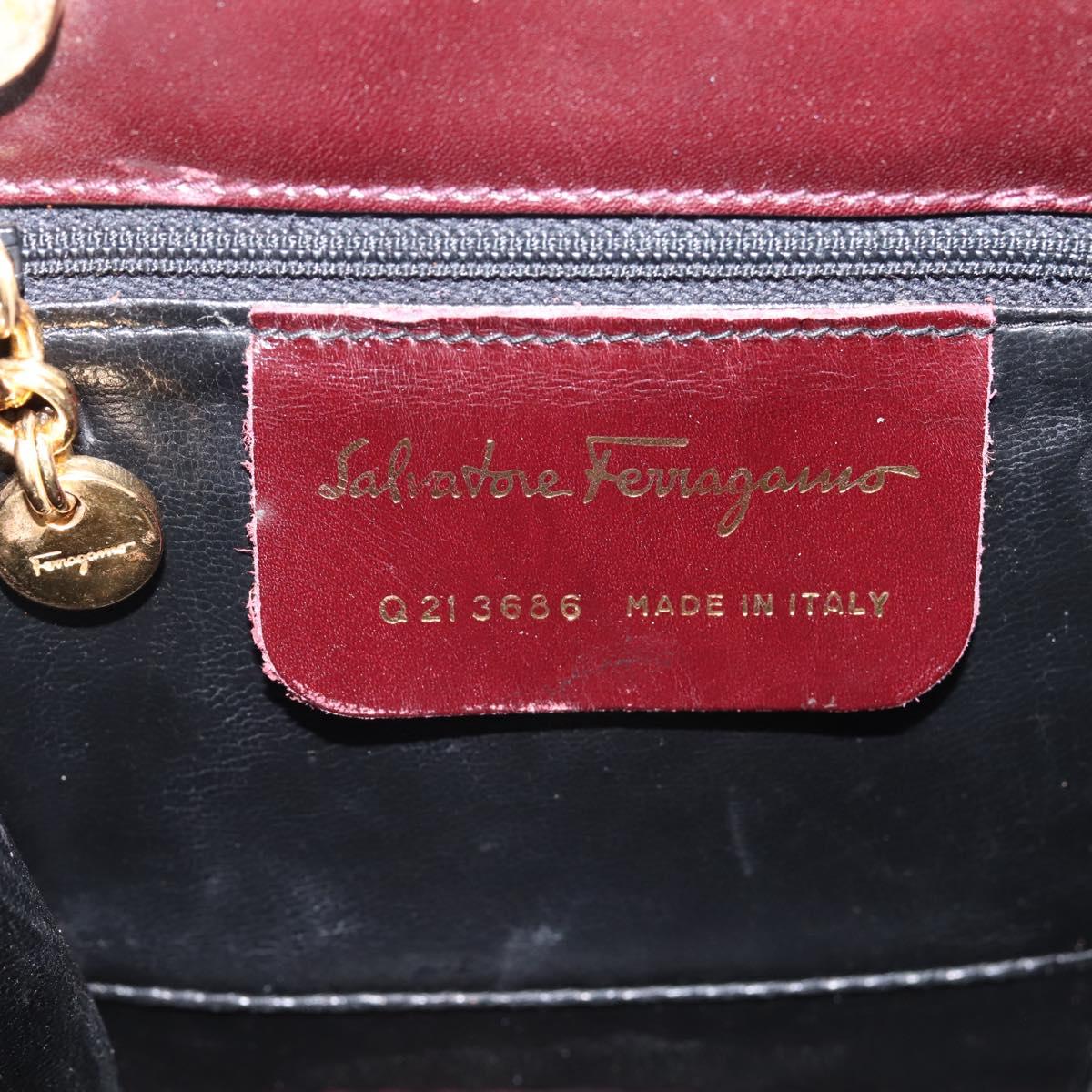 Salvatore Ferragamo Gancini Hand Bag Leather Bordeaux Gold Auth 206353A