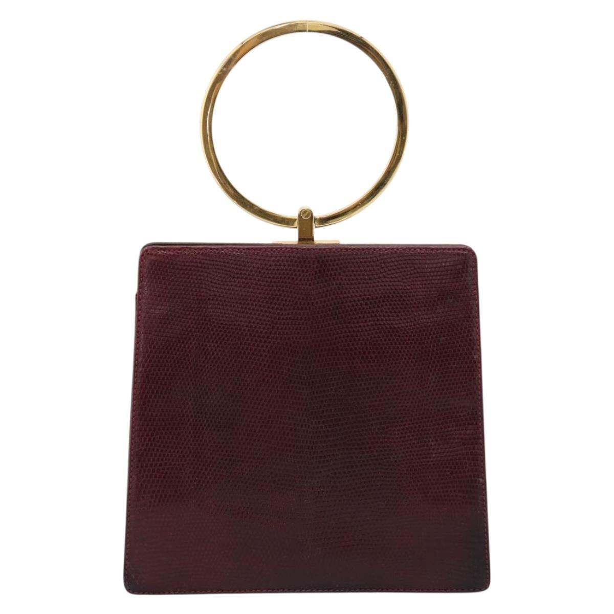 Salvatore Ferragamo Gancini Hand Bag Leather Bordeaux Gold Auth 206353A