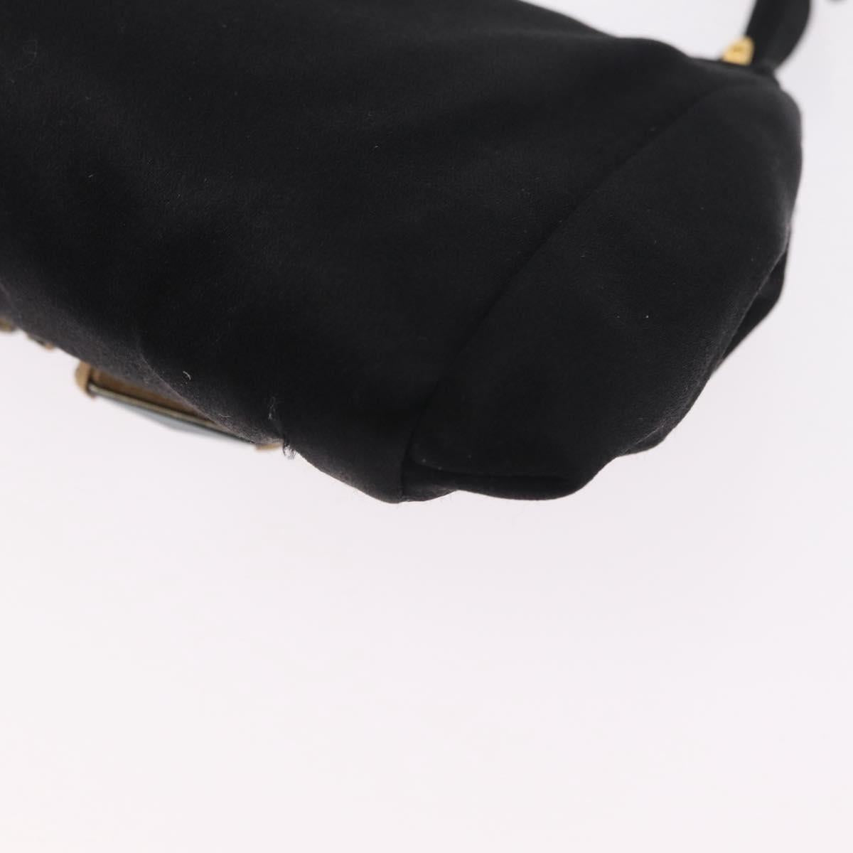 Miu Miu Matelasse Clutch Bag Satin Black Gold Auth 206357A