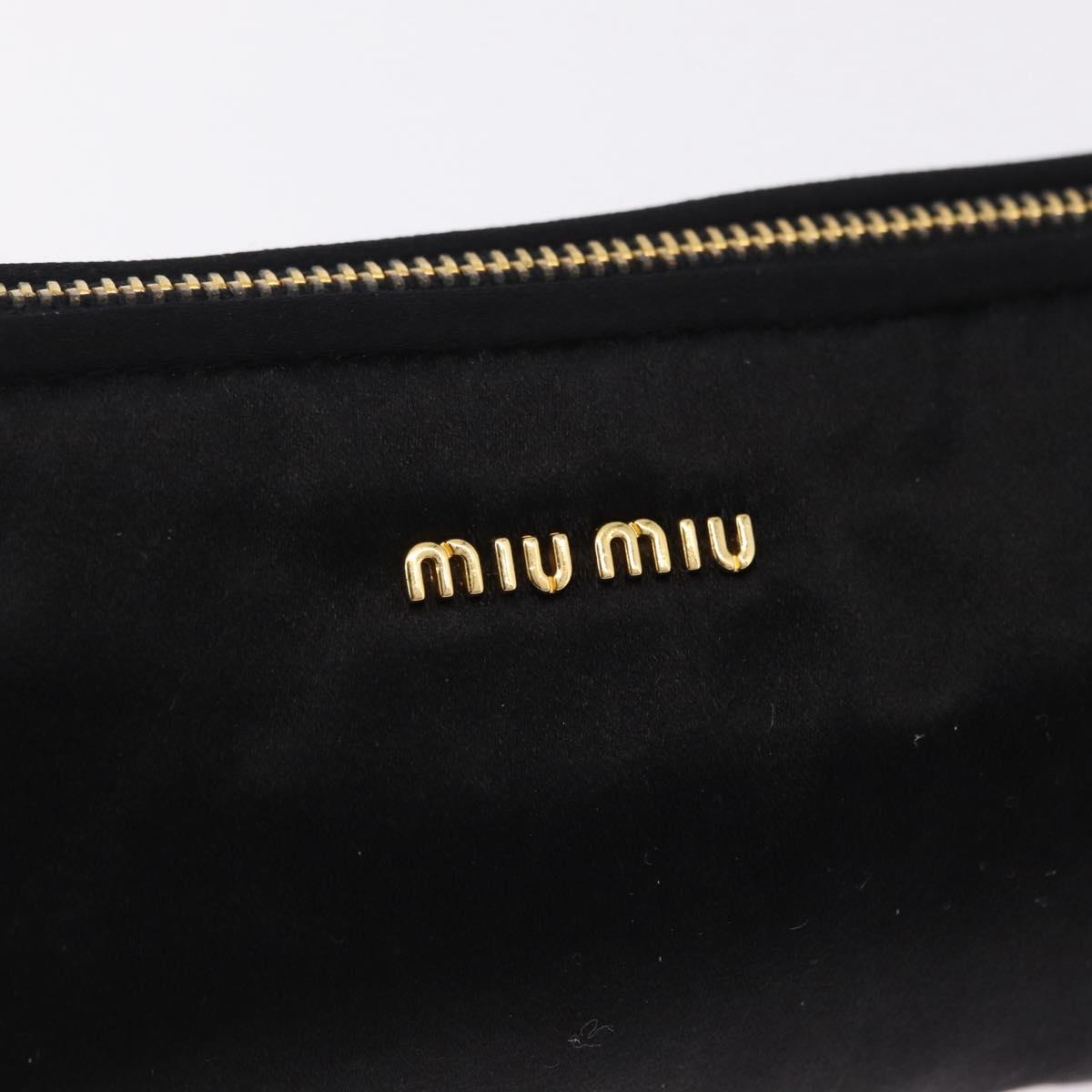 Miu Miu Matelasse Clutch Bag Satin Black Gold Auth 206357A