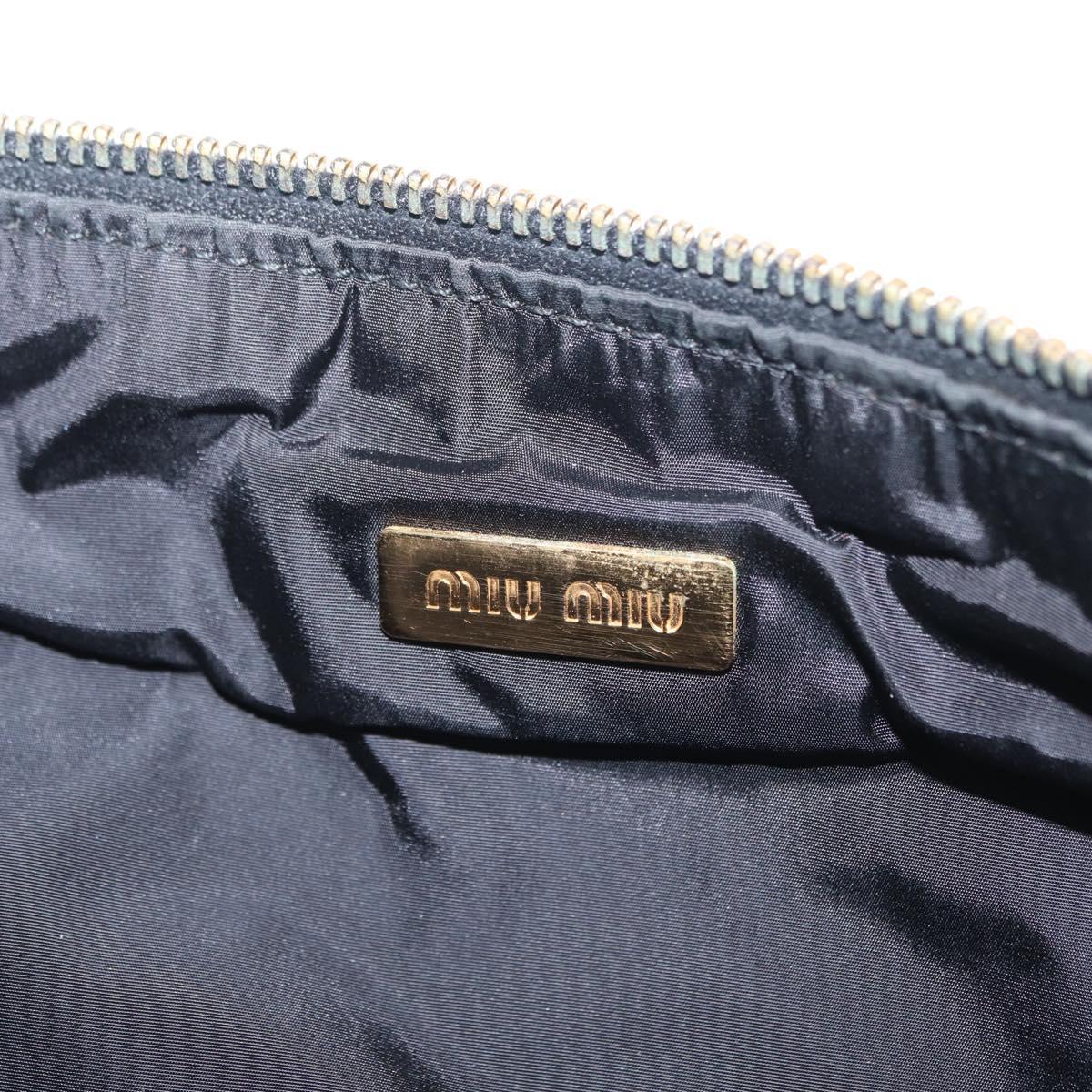 Miu Miu Matelasse Clutch Bag Satin Black Gold Auth 206357A