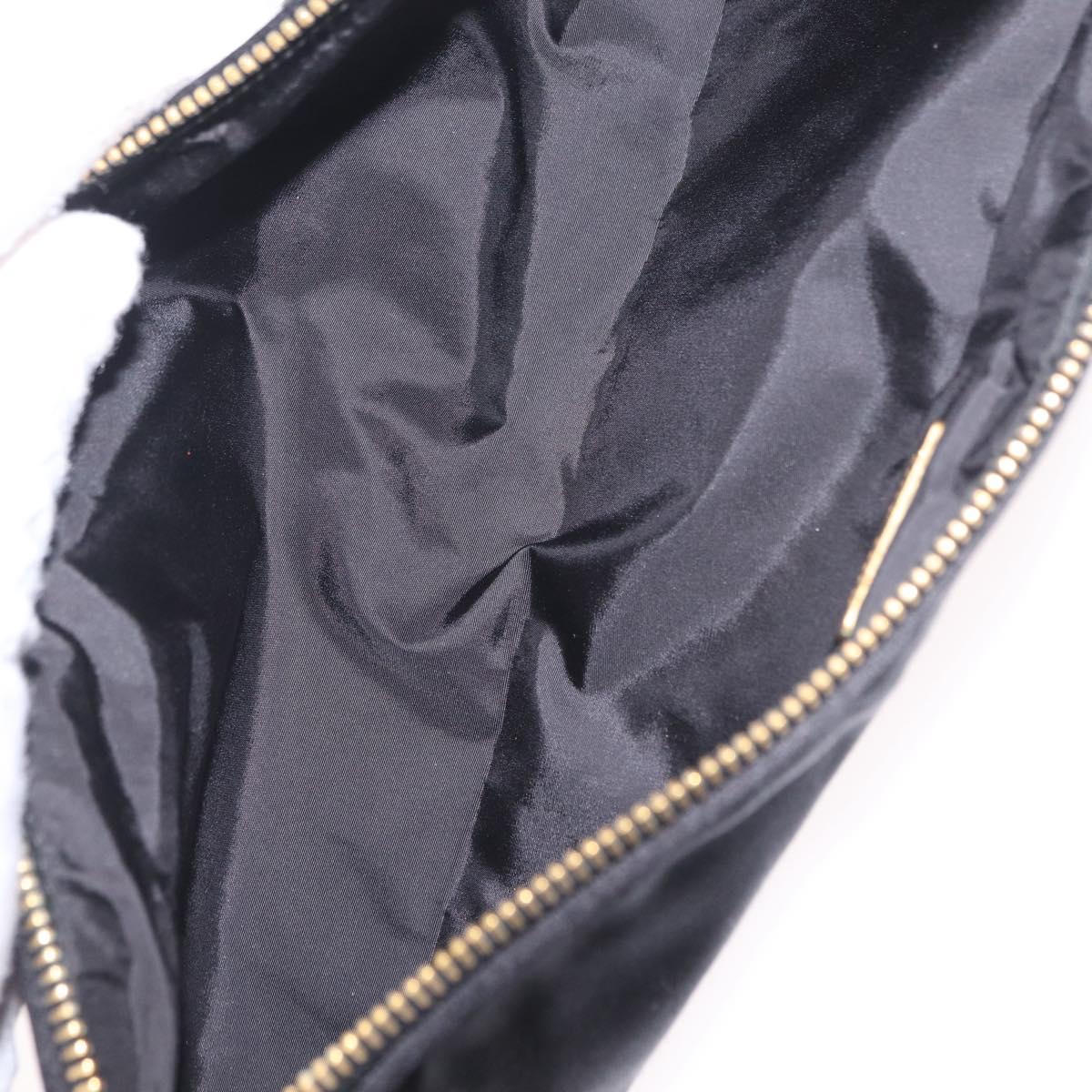 Miu Miu Matelasse Clutch Bag Satin Black Gold Auth 206357A