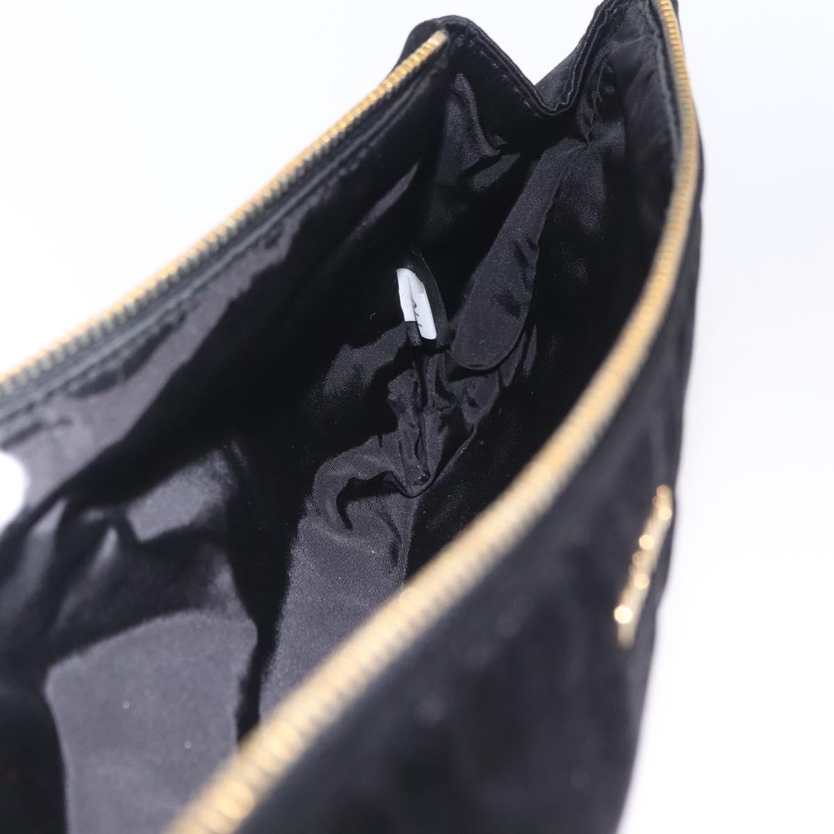 Miu Miu Matelasse Clutch Bag Satin Black Gold Auth 206357A