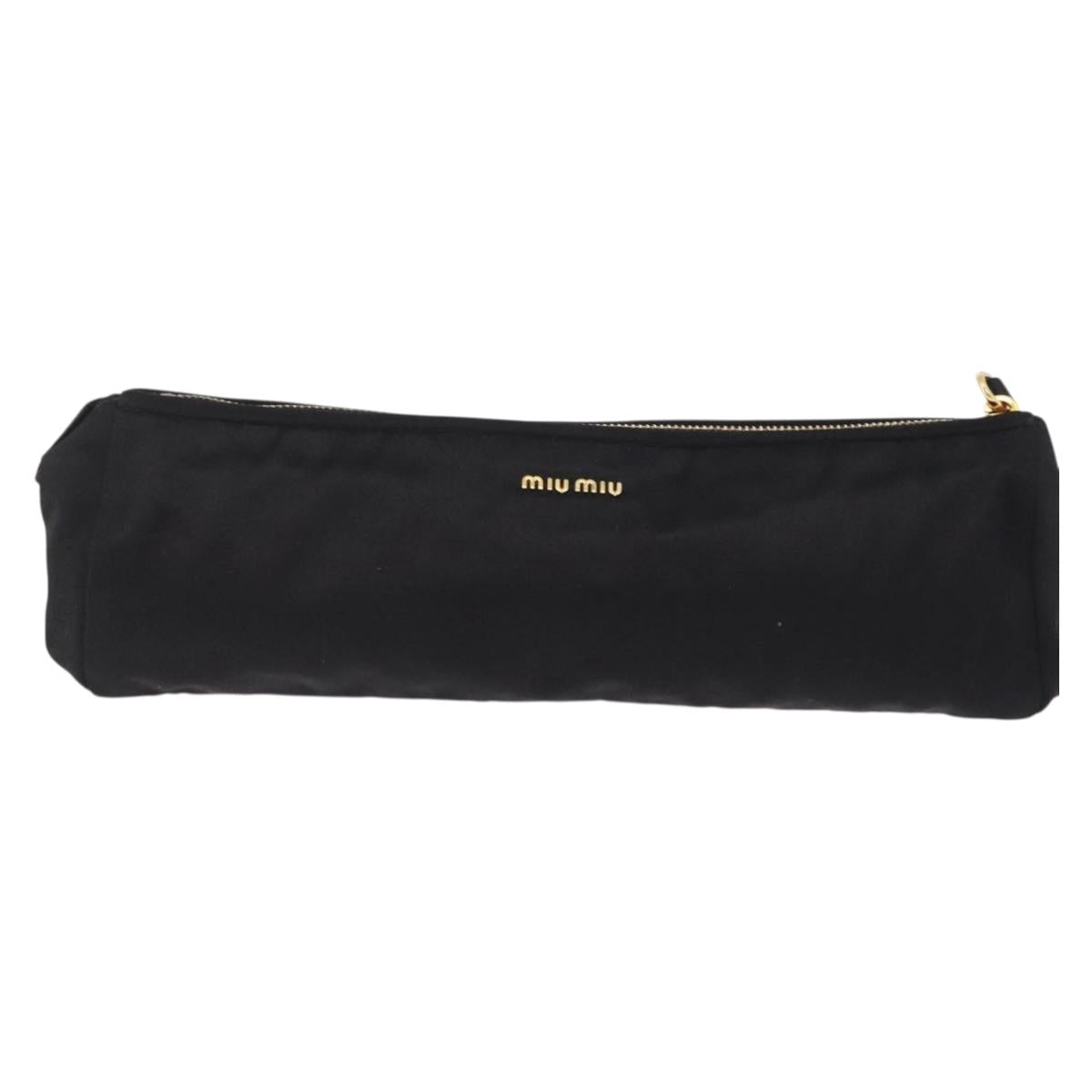 Miu Miu Matelasse Clutch Bag Satin Black Gold Auth 206357A