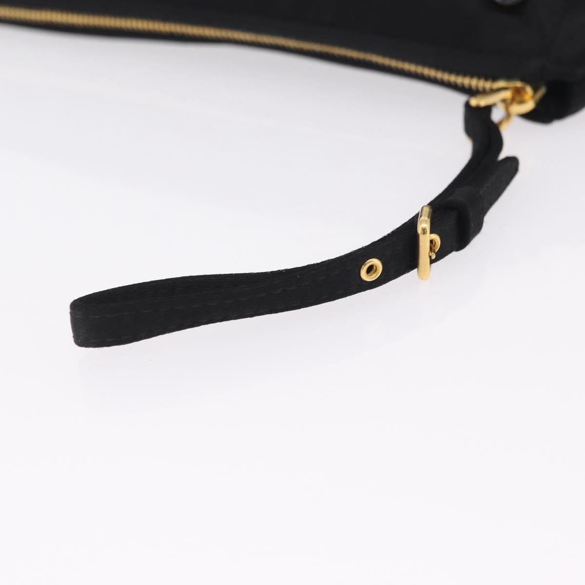 Miu Miu Matelasse Clutch Bag Satin Black Gold Auth 206357A