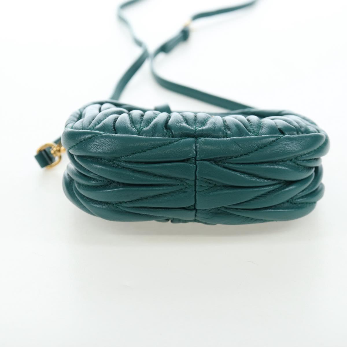 Miu Miu Matelasse Wonder Mini Shoulder Pouch Leather 2way Green Auth 206358SAM