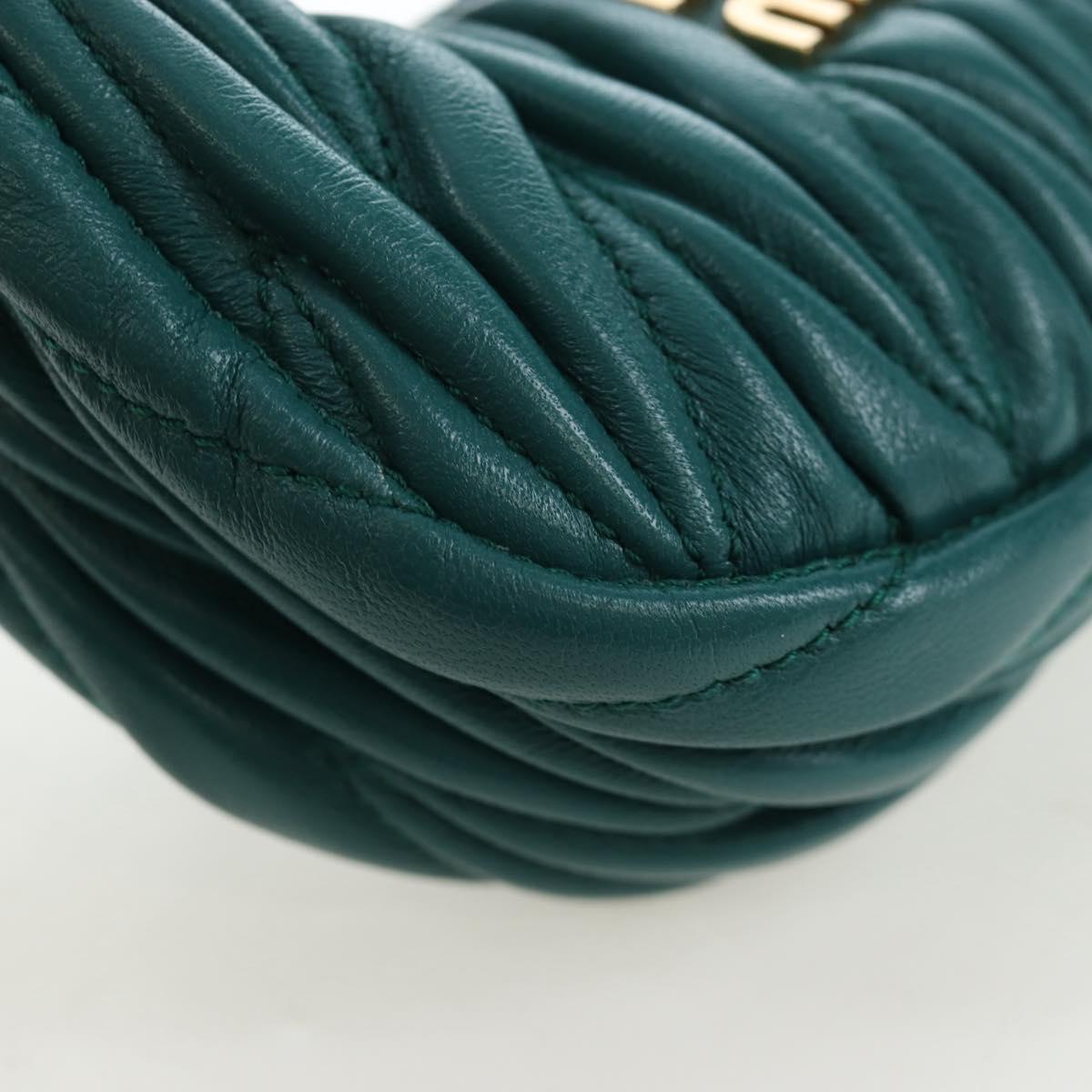 Miu Miu Matelasse Wonder Mini Shoulder Pouch Leather 2way Green Auth 206358SAM