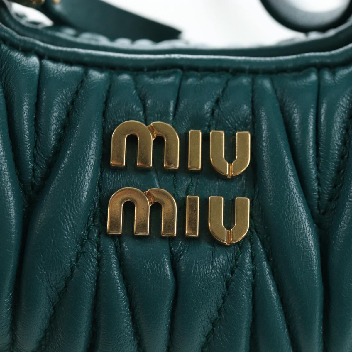 Miu Miu Matelasse Wonder Mini Shoulder Pouch Leather 2way Green Auth 206358SAM