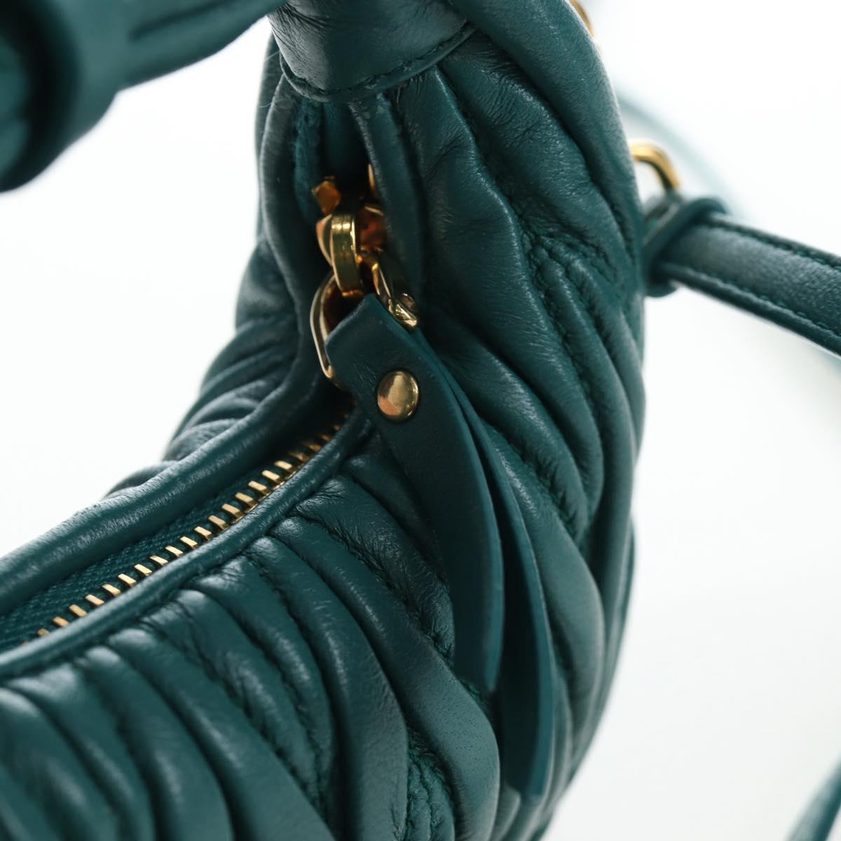 Miu Miu Matelasse Wonder Mini Shoulder Pouch Leather 2way Green Auth 206358SAM