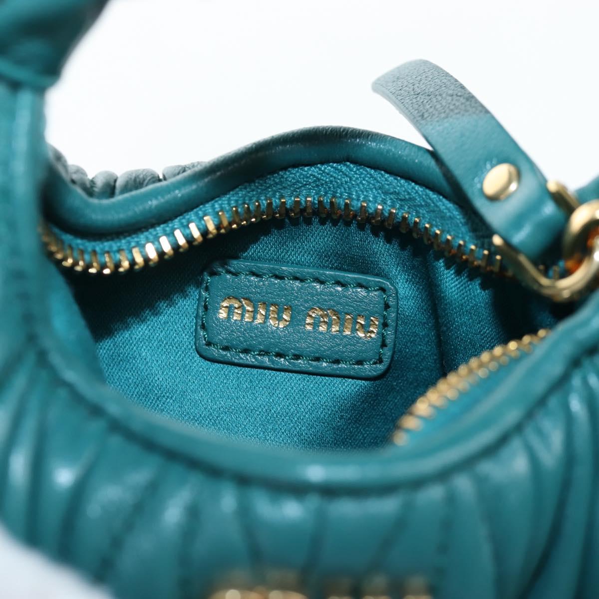Miu Miu Matelasse Wonder Mini Shoulder Pouch Leather 2way Green Auth 206358SAM