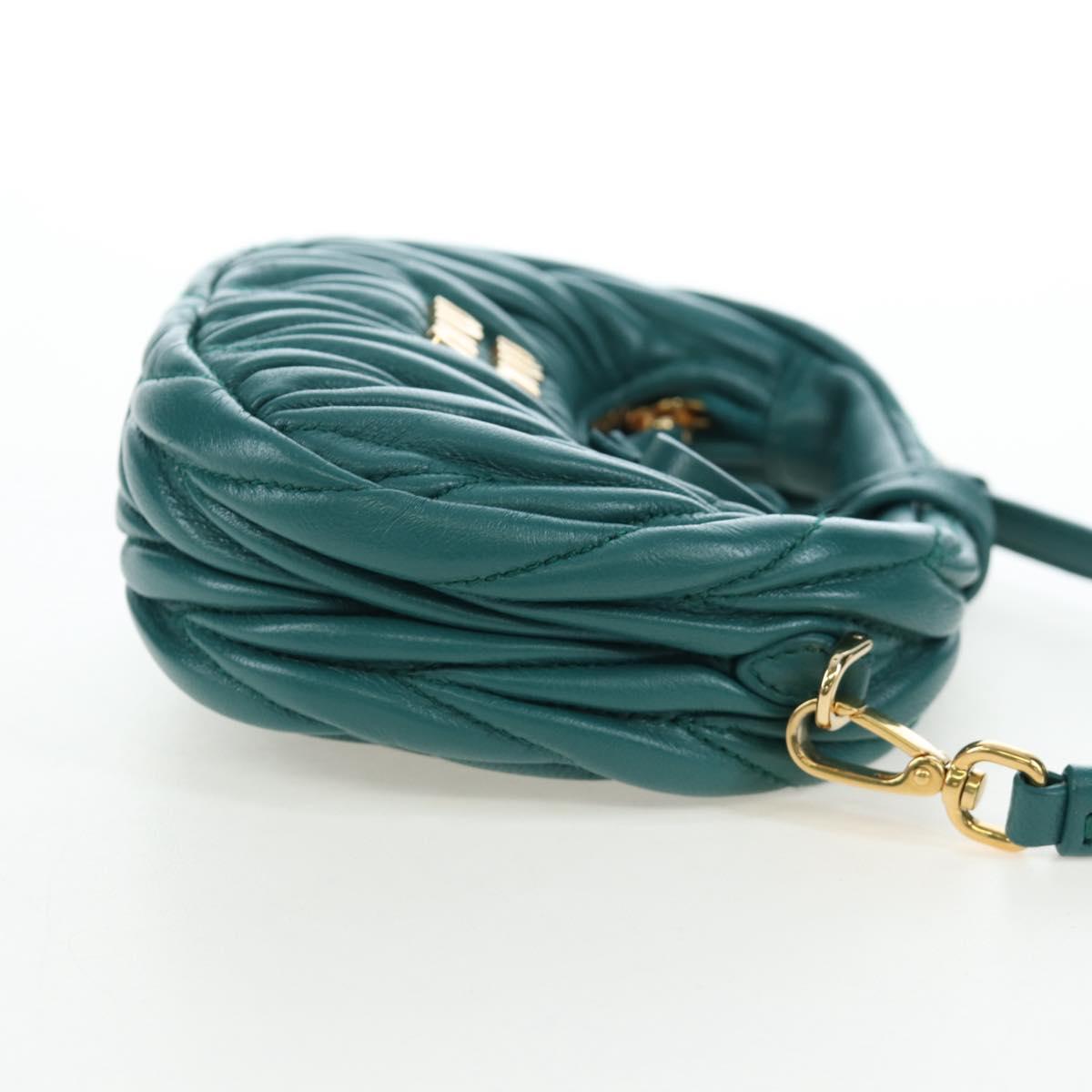 Miu Miu Matelasse Wonder Mini Shoulder Pouch Leather 2way Green Auth 206358SAM