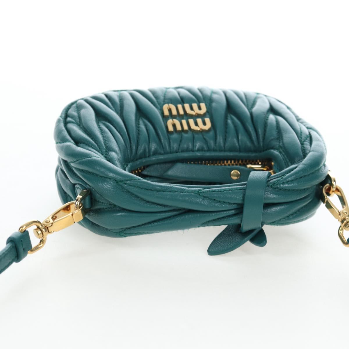 Miu Miu Matelasse Wonder Mini Shoulder Pouch Leather 2way Green Auth 206358SAM