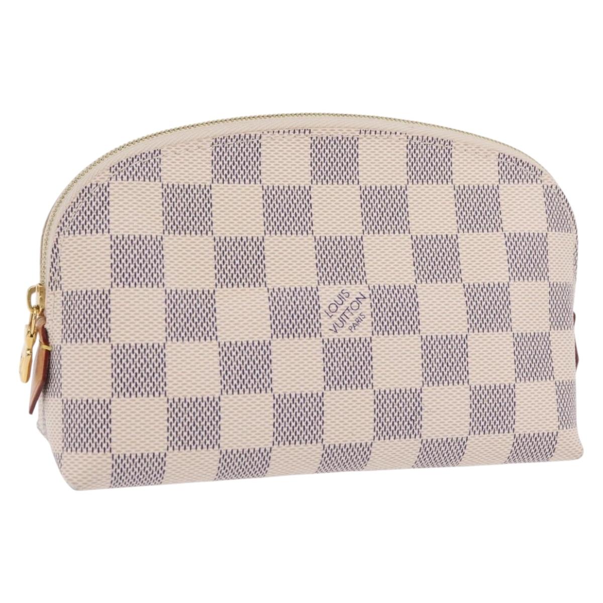 LOUIS VUITTON Damier Azur Pochette Cosmetic PM Pouch N60024 LV Auth 206359V