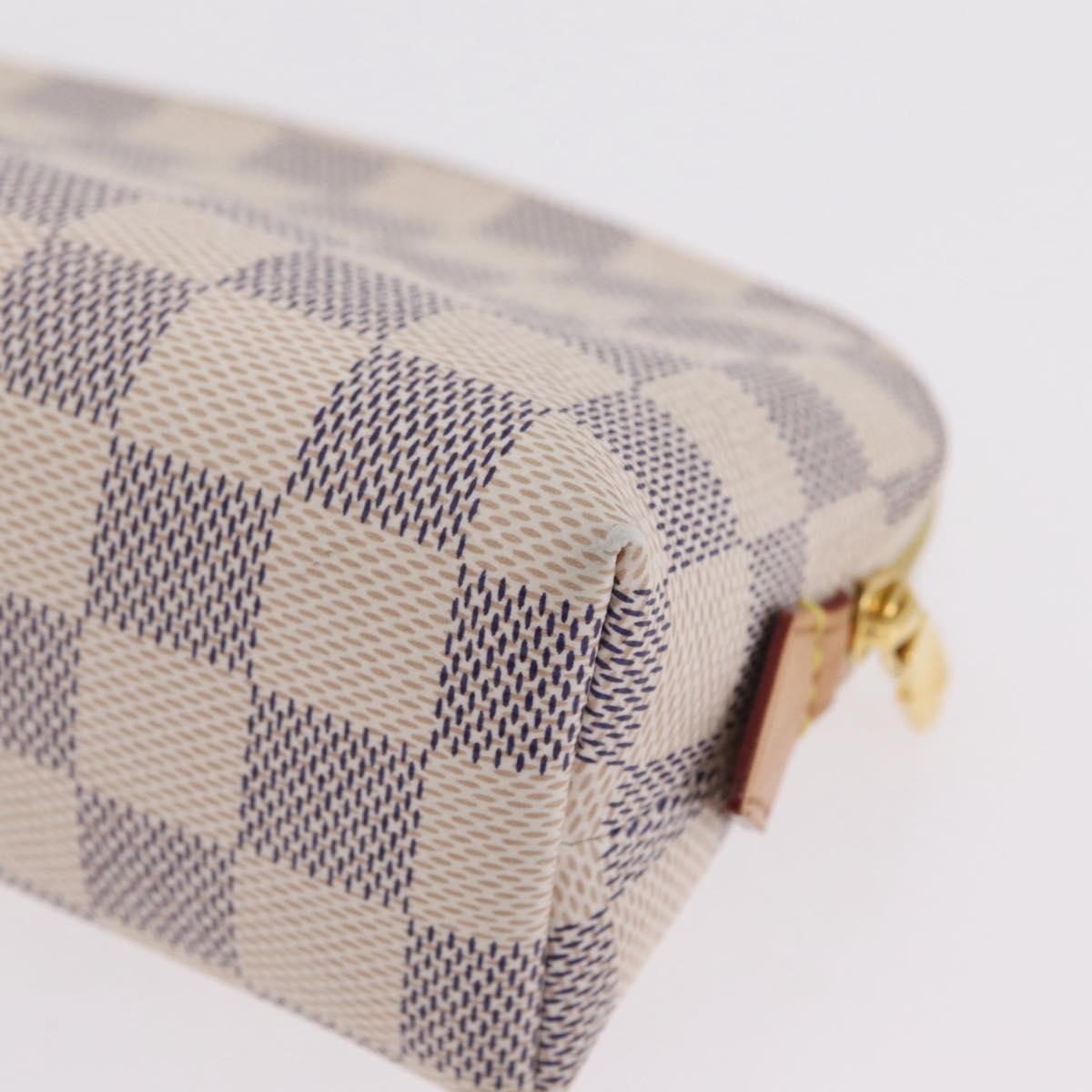 LOUIS VUITTON Damier Azur Pochette Cosmetic PM Pouch N60024 LV Auth 206359V