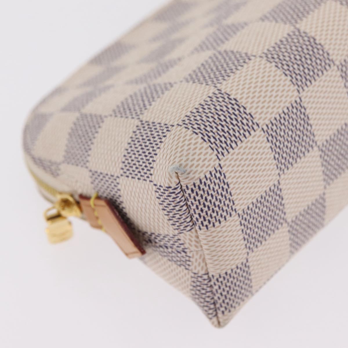 LOUIS VUITTON Damier Azur Pochette Cosmetic PM Pouch N60024 LV Auth 206359V