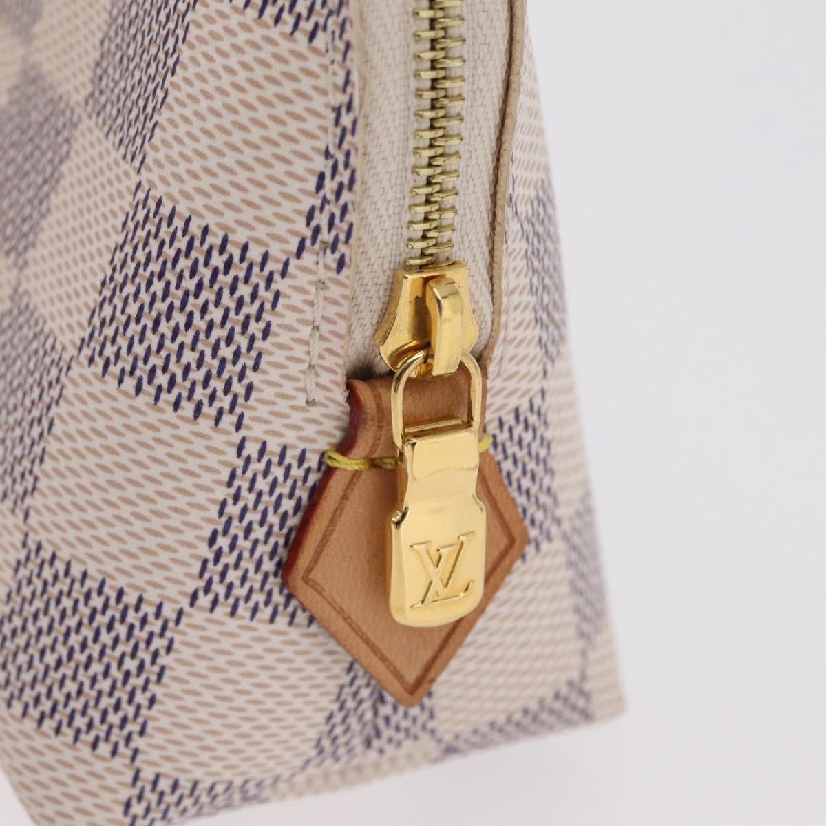 LOUIS VUITTON Damier Azur Pochette Cosmetic PM Pouch N60024 LV Auth 206359V