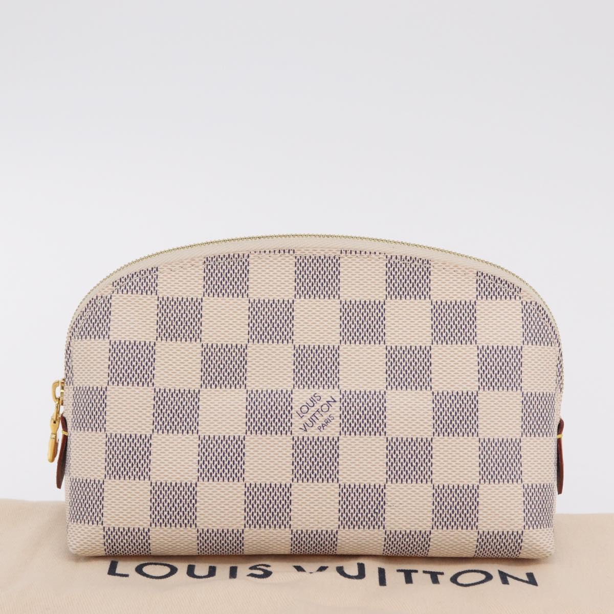 LOUIS VUITTON Damier Azur Pochette Cosmetic PM Pouch N60024 LV Auth 206359V