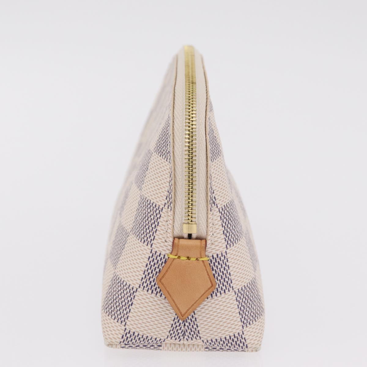 LOUIS VUITTON Damier Azur Pochette Cosmetic PM Pouch N60024 LV Auth 206359V