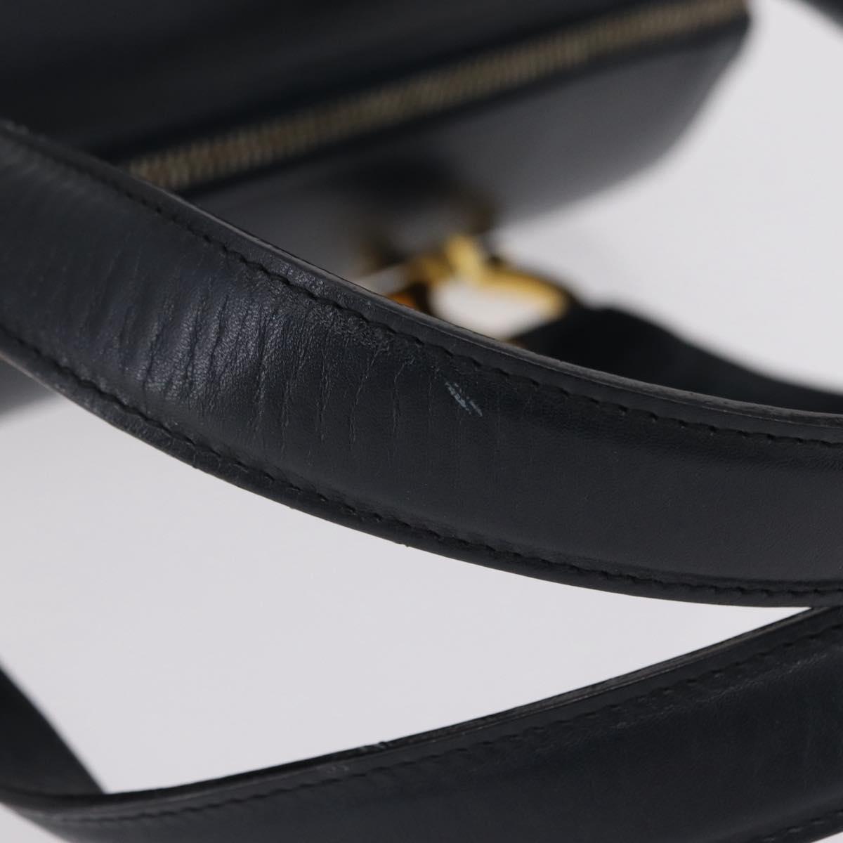 Salvatore Ferragamo Gancini Hand Bag Leather Navy Gold Auth 206360